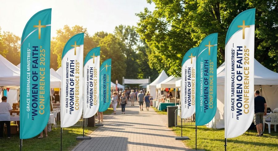 Feather and Teardrop Flag